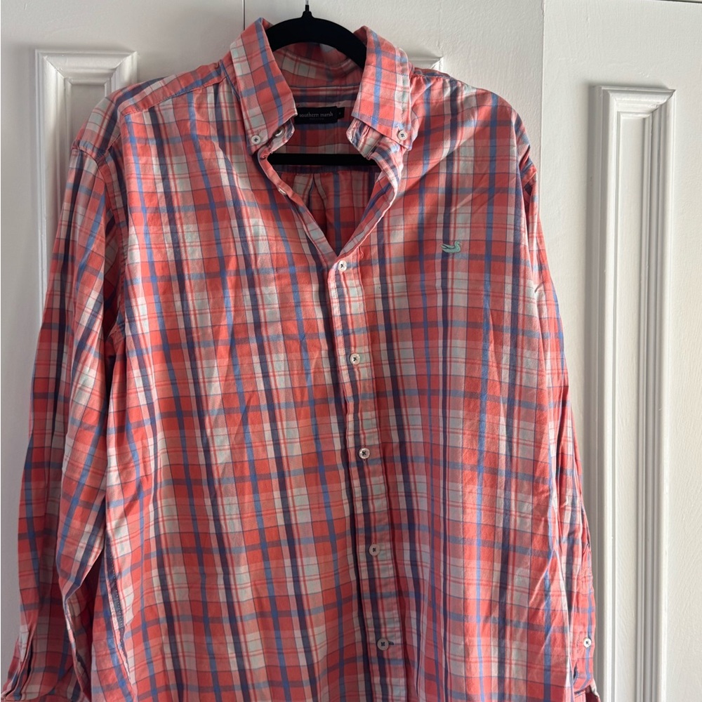 Southern marsh Men's Plaid Shirt - Red and Blue